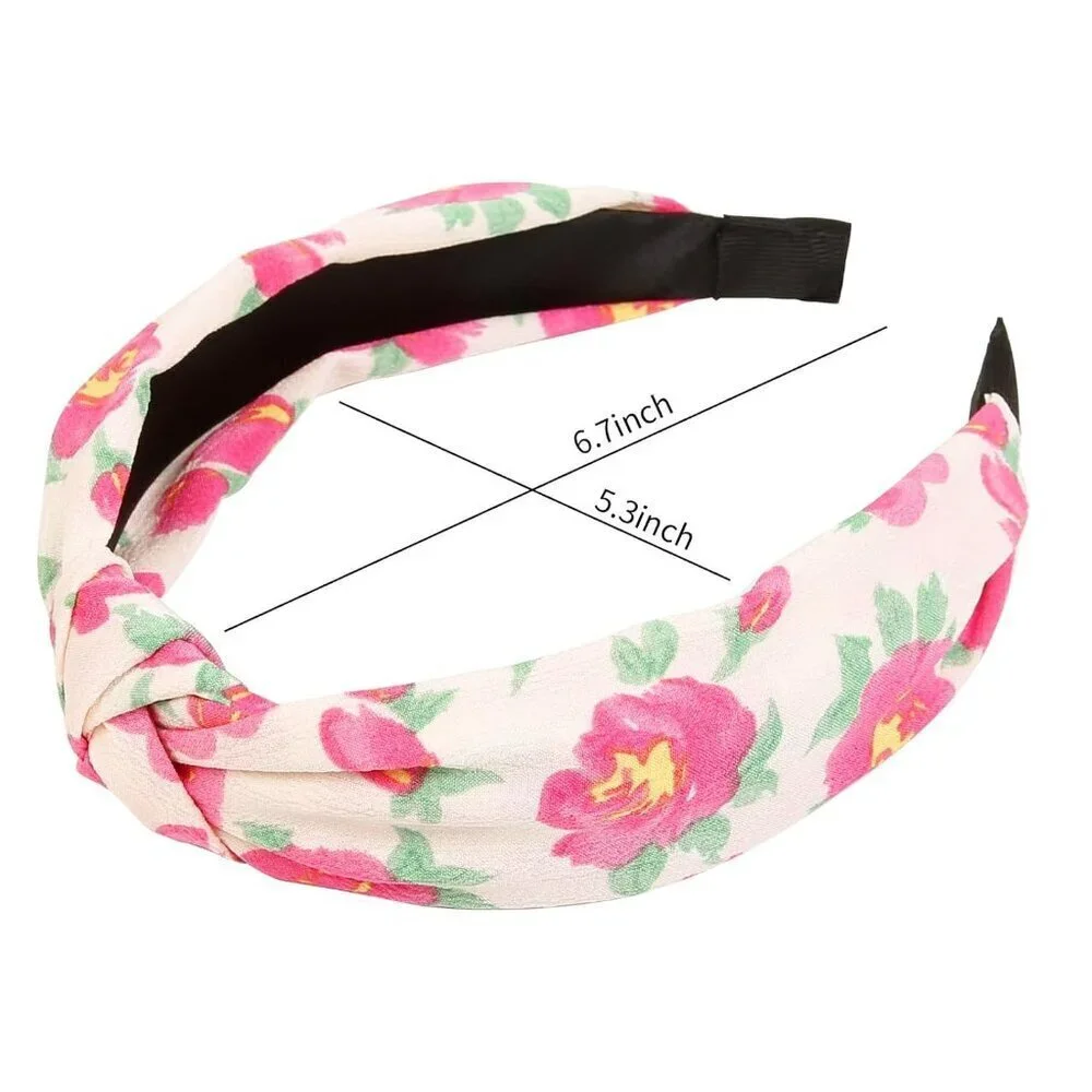 Pink Flower Hairbands for Women Girls 4 Pack Non Slip and Elastic